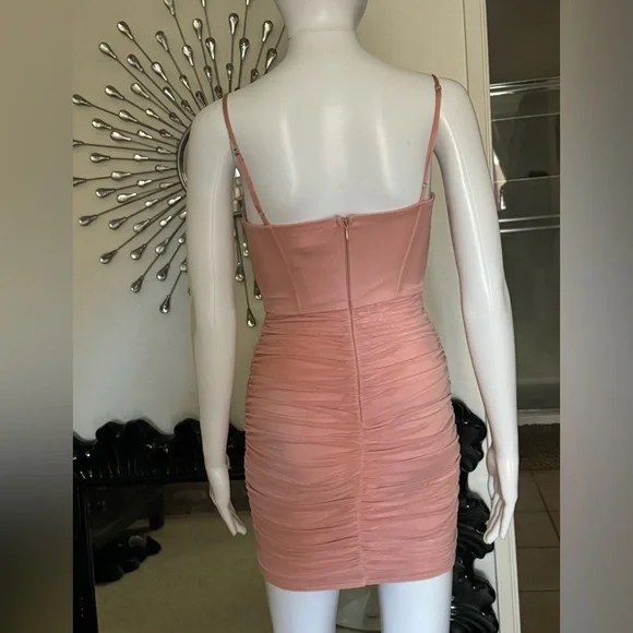Oh Polly Jaded Dress Ruched Corset Mini Dress in Blush - Picture 6 of 7